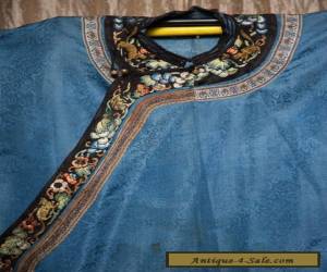 Item 19th c Antique Chinese Robe Embroidered Silk Qing Dynasty sleeve band detail for Sale