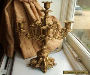 Item Old Antique Vintage French Gold Spelter Metal Victorian Candelabra Candlestick for Sale