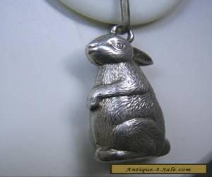 Item Antique / Vintage Silver Bunny Rabbit Rattle / Teething Ring for Sale