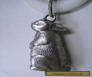 Item Antique / Vintage Silver Bunny Rabbit Rattle / Teething Ring for Sale