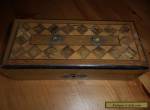  vintage  wooden box  marquetry lid for Sale