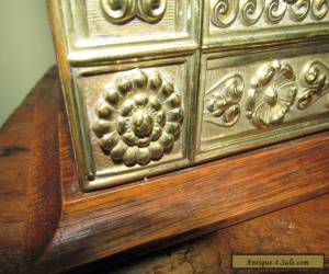 Item Antique Art Nouveau Brass and oak letter box / Stationery. Beautiful. for Sale