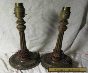 Item Pair of Antique WOODEN ELECTRIC LAMP Bases - Need TLC for Sale