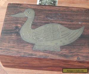 Item Indian Hardwood Box Stamp? Brass Duck Inlaid lid for Sale