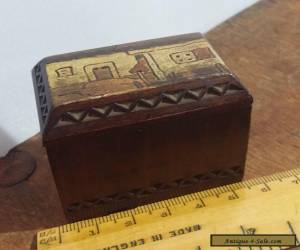 Item Charming Vintage Miniature Carved Wooden Box with Pokerwork Decoration for Sale