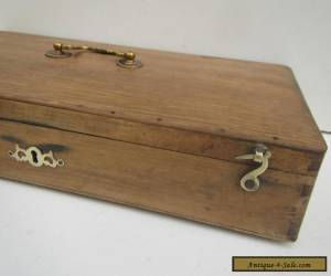 Item Vintage Stripped Pine & Oak Box with Brass Handle & Catches for Sale