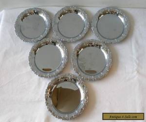 Item MINT CONDITION! PRETTY SET OF 6 SILVER PLATED COASTERS WITH GRAPE DESIGN! for Sale