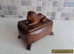 LOVELY ART DECO SOLID OAK BOX WITH HAND CARVED LION ON LIFT OFF LID- CIRCA 1920 for Sale