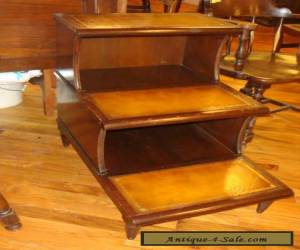 Item Beautiful Vintage Table w/ Leather Top 3 step mahogany  for Sale