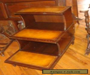 Item Beautiful Vintage Table w/ Leather Top 3 step mahogany  for Sale