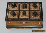 VINTAGE CARVED/INLAID BOX,6 COMPARTMENTS WITH FIGURES. for Sale