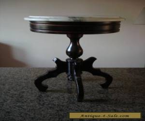 Item Gorgeous Antique Wood Pedestal Side Table With Marble Top & Storage - Italy. for Sale