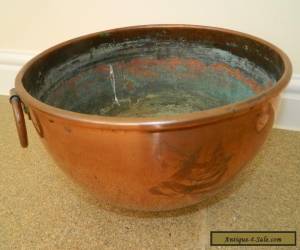Item antique large French copper mixing  bowl arts and crafts for Sale