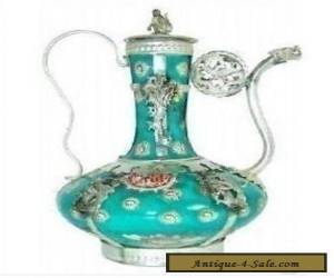Item Rare Chinese Tibet silver porcelain carved teapot for Sale