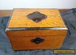 VINTAGE WOOD TEA CADDY BOX ANTIQUE WOODEN METAL EARLY 1900's for Sale