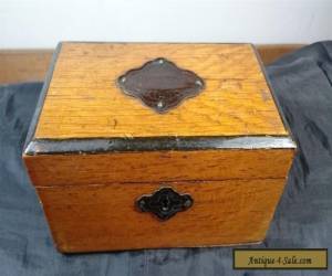 Item VINTAGE WOOD TEA CADDY BOX ANTIQUE WOODEN METAL EARLY 1900's for Sale