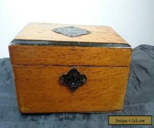 Item VINTAGE WOOD TEA CADDY BOX ANTIQUE WOODEN METAL EARLY 1900's for Sale
