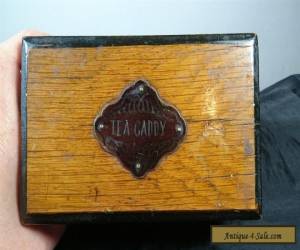 Item VINTAGE WOOD TEA CADDY BOX ANTIQUE WOODEN METAL EARLY 1900's for Sale
