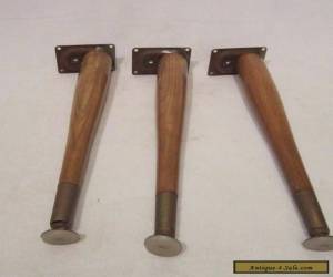 Item Vintage Set of 3 Tapered Wood Table Legs w/Mount 14" Mid-Century Danish Modern for Sale