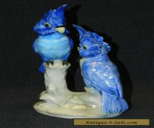 Item HTF Goldscheider A. Jacob Hand Painted Pair of Blue Parrots Birds Cockatoo  for Sale