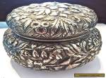 KIRK REPOUSSE ANTIQUE STERLING SILVER  POWDER BOX with PUFF for Sale