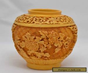 Item CHINESE IMPERIAL YELLOW CARVED CINNABAR LACQUER VASE / POT for Sale