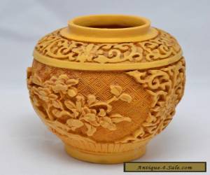 Item CHINESE IMPERIAL YELLOW CARVED CINNABAR LACQUER VASE / POT for Sale