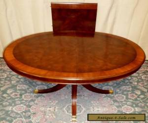 Item DREXEL BANDED MAHOGANY DINING TABLE Chippendale Center Pedestal Style VINTAGE for Sale