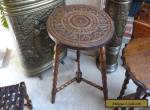 Antique English Oak Carved COFFEE TEA TABLE ROUND w Bobbin Legs Finial JACOBEAN for Sale