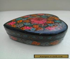 Item VINTAGE WOODEN LACQUERED HEART SHAPED TRINKET BOX for Sale