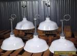 Vtg HUBBELL 17" white porcelain industrial gas station barn light PRISTINE for Sale