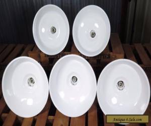 Item Vtg HUBBELL 17" white porcelain industrial gas station barn light PRISTINE for Sale
