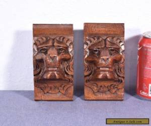 Item 6" French Antique Renaissance Corbels Hand Carved Oak Wood Trim Lions for Sale