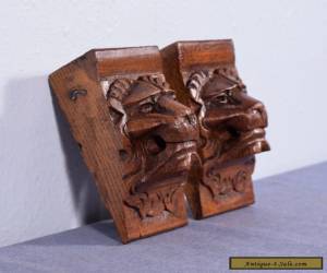 Item 6" French Antique Renaissance Corbels Hand Carved Oak Wood Trim Lions for Sale