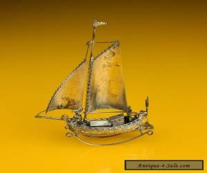 Item Early Dutch Sterling Silver 'Rocking' Sailing Boat & men playing music / singing for Sale