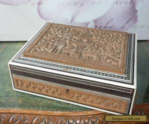 Item VINTAGE CARVED WOODEN EASTERN JEWELLERY BOX for Sale