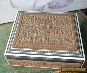 Item VINTAGE CARVED WOODEN EASTERN JEWELLERY BOX for Sale