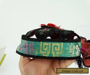 Item Antique Chinese Embroidered Childs hat China Floral Decoration c1930s for Sale
