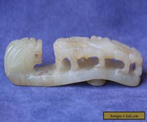 Item Vintage Asian Chinese Carved Jade Dragon Belt Buckle for Sale