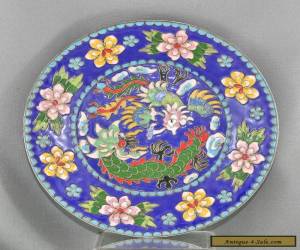 Item Most Exquisite Antique Chinese Hand Painted Cloisonne Dragon & Phoenix Plate for Sale