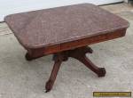 1870-80s SOLID WALNUT VICTORIAN ROSE MARBLE TOP COFFEE TABLE STAND for Sale