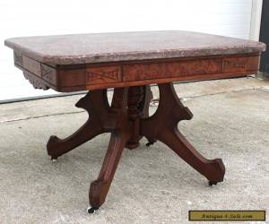Item 1870-80s SOLID WALNUT VICTORIAN ROSE MARBLE TOP COFFEE TABLE STAND for Sale