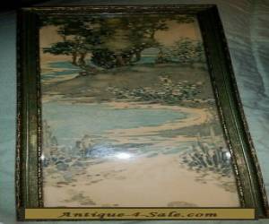 Item Vintage Framed Art Nouveau Nature Water Print or Watercolor for Sale