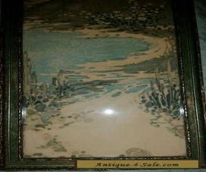 Item Vintage Framed Art Nouveau Nature Water Print or Watercolor for Sale