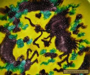 Item  Chinese Ming Dynasty Imperial Yellow Dragon Plates with Unusual Mark for Sale