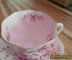 Item Vintage Coalport Cairo Pattern Teacup and Saucer Pink Peacocks and Butterflies  for Sale