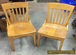  Vintage Antique Oak Wood Slat Back School / Office / Side Chairs (2) for Sale
