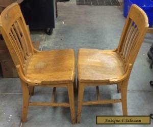Item  Vintage Antique Oak Wood Slat Back School / Office / Side Chairs (2) for Sale