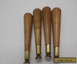 Item Vintage 5 3/4" Brass Tip Mid Century Wooden Legs for Sale