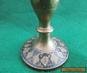 Item Vintage  etched and enamel Brass Vase ETCHED BRASS VASE for Sale